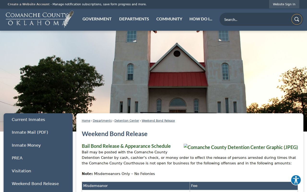 Comanche County warrant records weekend bond schedule