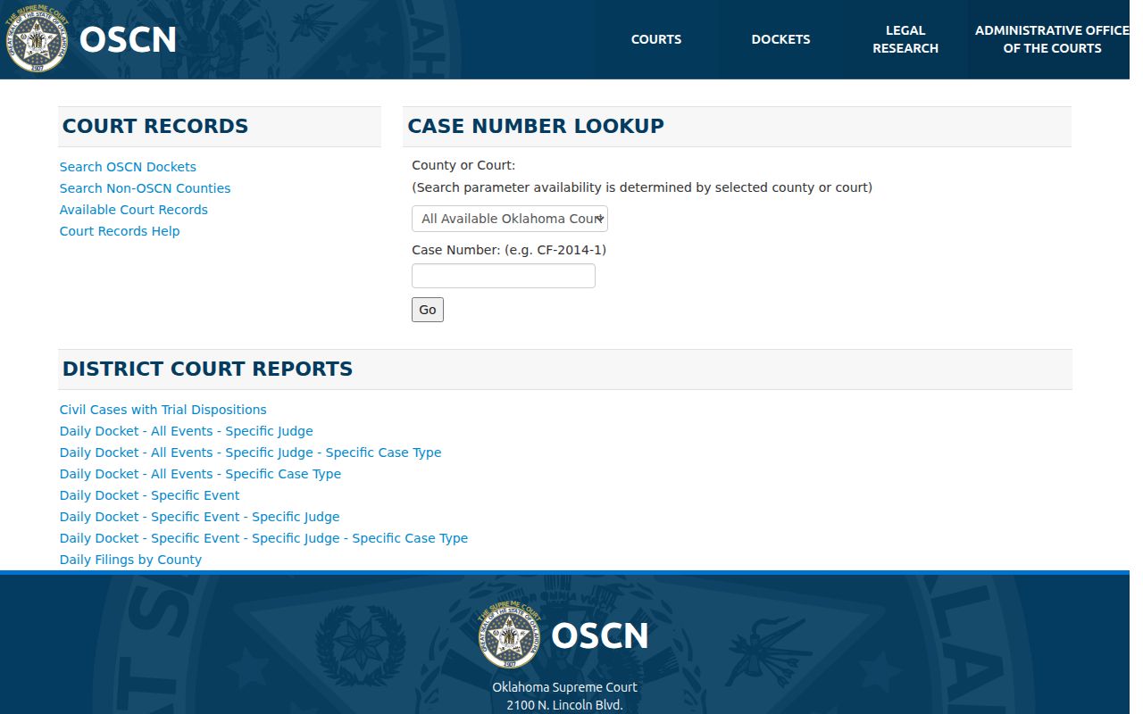 Comanche County warrant records OSCN court search