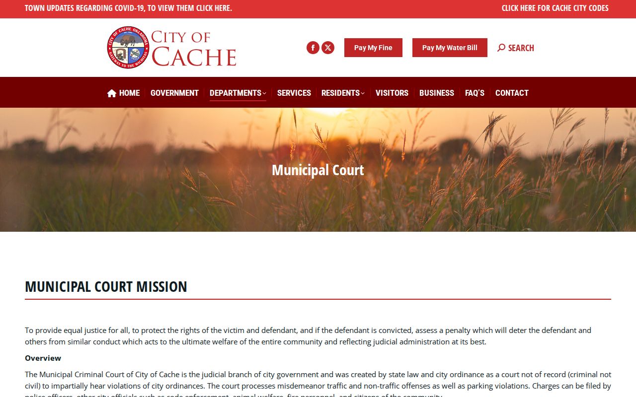 Cache warrant lookup Municipal Court official information