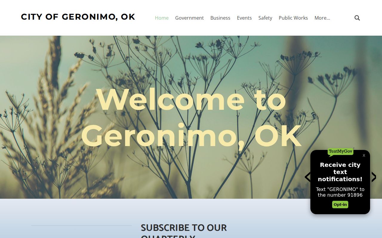 Geronimo warrant check town office contact